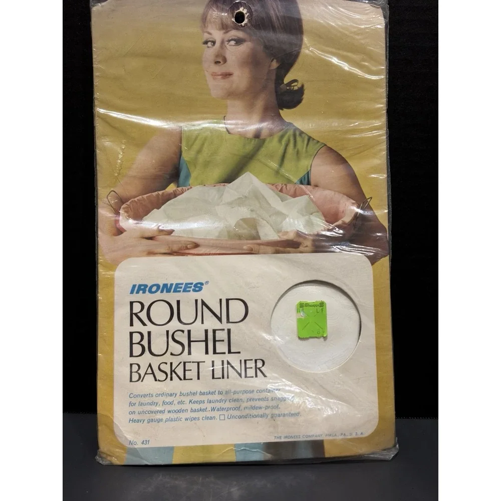 Ironees Round Bushel Laundry Basket Liner White Plastic NOS